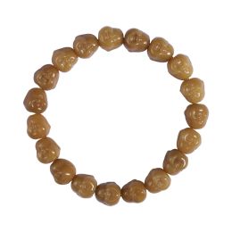 Green Skin Bodhi Root Carving Smiling Maitreya Beads Single Circle Bracelet Yellow Bodhi Men's and Women's Literary Play Jewellery