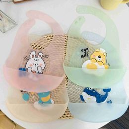 Bibs Burp Cloths Baby Meal Waterproof Bib Baby Saliva Bag Silicone Ultra Thin Soft Complementary Food Rice Bag Childrens Bib Y240412