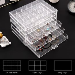 5-Layer Jewellery Box Dust-Proof Transparent Jewellery Drawer Storage Box Plastic Jewellery Organiser Holder for Earrings Rings Beads