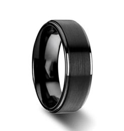 6mm8mm Titanium Wedding Rings Black Band in Comfort Fit Matte Finish for Men Women 6147809294