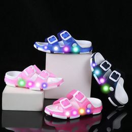 kids slides slippers beach LED lights sandals shoes buckle outdoors sneakers size 20-35 54yM#
