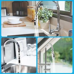 Kitchen Tap Spray Head 720 ° Rotatable Sink Tap Sprayer Brass Waterfall Spout Taps with 3 Water Outlet Modes Universal Kitchen