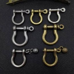 1piece Solid Brass Carabiner D Bow Staples Shackle Fob Key Ring Keychain Hook Screw Joint Connector Buckle