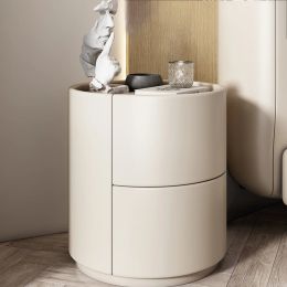 Round Bedside Table Bedroom Comfortable Cute Nightstand Organiser Room Creative Small Space Tables De Nuit Home Furniture