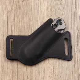 1pc Sheath Cover Pants Protector Bag Cowhide Fold Knife Leather Sheath Scabbard Straight Pocket Knife Cover Bag Outdoor Tool