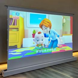 2023 Top seller 150 inch White Cinema Screen Material Motorized Floor Rising projector screen for 4K home theatre system