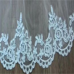 Real Photos Long Lace Appliques Wedding Veil White Ivory Cathedral 1 Layer Bridal Veil 3.5 Metres Bride Veil Wedding Accessories