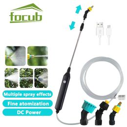 Portable Electric Garden Sprayer Watering Spray Irrigation Tool USB Rechargeable Telescopic Handle with 3 Nozzles for Lawn Plant 240403