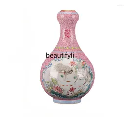 Vases Ningfeng Kiln Flower And Bird Garlic Vase Chinese Tea Room Ornaments Antique Scenery Dezhen Ceramic