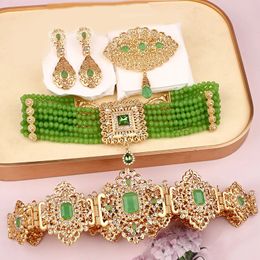 Turkish Caftan Wedding Jewellery Set Gold Plated Ethnic Birde Accesorios Mujer Collar Y Aretes Arabic Muslim Sets Bijoux Femme 240412