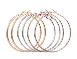 Fashion 58mm Big Hoop Earrings 3 PairsSet Punk Rock Smooth Rose Gold Silver Colour Circle Round Loop Earrings Women Jewelry1358682