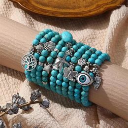 Charm Bracelets Blue Beaded Women'S Bracelet Bohemian Ethnic Style Retro Turquoise Gift Fashion Jewellery For Girls Friendship