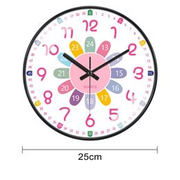 Colourful Silent Wall Clock Bedroom Classroom Playroom Teach Time Telling Skills Clock for Kids Room Decor