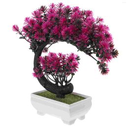 Decorative Flowers Desktop Artificial Potted Plant Office Faux Plants Indoor Bonsai Statue Plastic Greenery