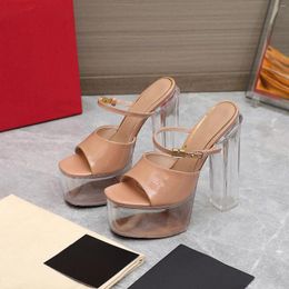 Slippers Shoes For Women Size35-42 Patent Leather Super High Heels Mules Flat Platform Slides Designer Zapatillas Mujer