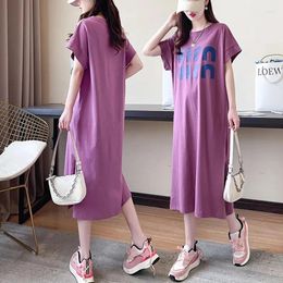 Casual Dresses Summer Short Sleeve T Shirts For Girls Cotton Letter Dress Womens Clothing Female Plus Size Shirt Outfits