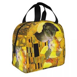 Pet Cat The Kiss Insulated Lunch Bags Portable Gustav Klimt Art Meal Container Cooler Bag Tote Lunch Box Travel Food Handbags