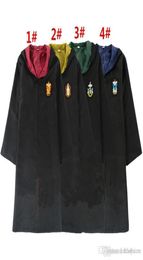 ht Robe Cloak Cape Cosplay Costume Kids Adults Unisex Gryffindor school Uniform clothes Slytherin Hufflepuff Ravenclaw 4 colors4599722