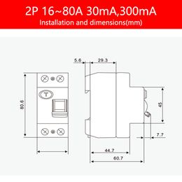 1P+N Residual current Circuit breaker RCCB RCD 30mA 300mA 2P Earth Leakage Circuit Breaker 16A 25A 40A 63A 80A