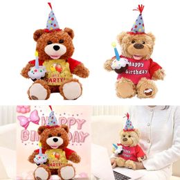 Electronic Bear Musical Stuffed Animal Singing and Swinging Plush Toy Birthday Gift for Kids Girls Boys Babies Dropship