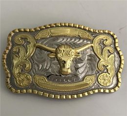 1 Pcs Cool Silver Gold Bull Western Cowboy Belt Buckle For Men Hebillas Cinturon Jeans Belt Head7665270