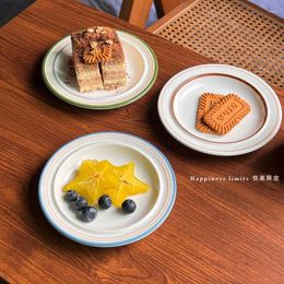 Plates Nordic Underglaze Coloured Dinner Plate Ceramic For Snack Kitchen Tableware Dishes Presentation Cooking