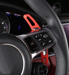 Aluminium Alloy Red Steering Wheel Shift Paddles Sequins Trim Strips For Porsche Panamera Cayenne Macan Car Styling Modified4438102