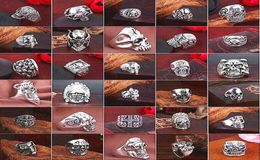 Top Gothic Punk Assorted Skull Sports Bikers Women039s Men039s Vintage Antique Silver Skeleton Jewellery Ring 50pcs Lots Whole5269588