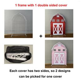 Party Decoration Red / Pink Farm Printed Cover For Barn Shape Arch Stand Balloon Wedding Arbour Chiara Backdrop Arched Wall Event