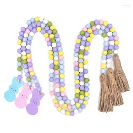 Decorative Figurines SV-3 Pieces Easter Wood Bead Garland With Tassels And Tag Farmhouse Beaded Prayer Boho Decoration