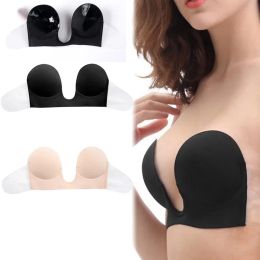 Bras Women Self Adhesive Strapless Seamless Blackless Solid Bra Stick Gel Silicone Push Up Women's Underwear Invisible Bra