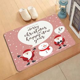 Carpets Christmas Leaf Snowman Pattern Carpet Entrance Doormat Non-slip Living Room Kitchen Bedroom Decor Rug Floor Mats Home