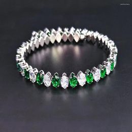 Bangle 2024 Arrival Unique Design White Green Color Marquise Bracelet For Women Valentine's Day Gift Jewelry S8250