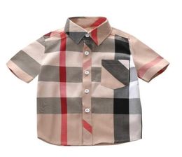 Cute Baby Boys Plaid Shirt Summer Cotton Kids Turn-Down Collar Short Sleeve Shirts Fashion Boy Clothes Clothing6896407