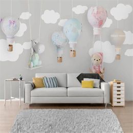 Wallpapers Milofi Nordic Minimalist Hand Drawn Cartoon Animal Balloon Children's Room