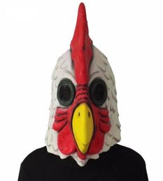 White Latex Rooster Adults Mad Chicken Cockerel Mask Halloween Scary Funny Masquerade Cosplay Mask Party Mask 2207043844007