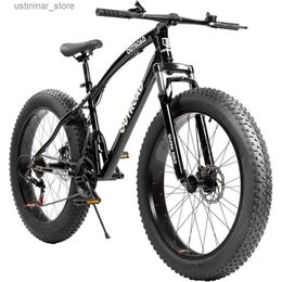 Bikes Ride-Ons Mountain Bike 26 inch Fat Tire 21 Speed Dual Front Suspension Double Disc Brake and High Carbon Steel Frame Anti-Slip Bicycle L47