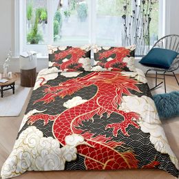 Dragon Duvet Cover King Queen Japanese Exotic Bedding Set Ancient Mythical Animal Comforter Cover 2/3pcs Polyester Quilt Cover 240329