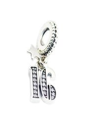 16 birthday charms number dangle 925 sterling silver fits original style bracelet 797261CZ H811042354992168