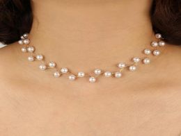 Necklace Designer Fashion Women Necklace Choker Pearl Necklace Statement Ladies Collares Gold Color Alloy Jewelry Birthday Gift3752356