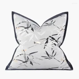 Pillow Chinese Style Cover Light Luxury Embroidery Bamboo Dragonfly Decorative Pillows Model Room Sofa Backrest Pillowcase