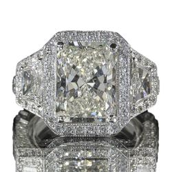 Size 610 Unique Wedding Rings Luxury Jewelry 925 Sterling Silver Princess Cut White Topaz Large CZ Diamond Gemstones Eternity Wom8613388