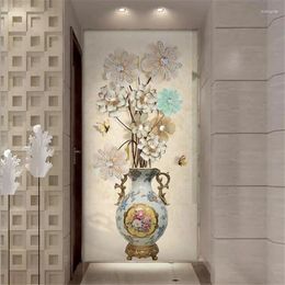 Wallpapers Wellyu Custom Wallpaper Fashion 3D Po Murals Papel De Parede Stereo Blossom Rich Vase Entrance Background Wall Paper Mural