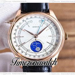 Cellini Aerolite Moon Phase 50535 Automatic Mens Watch 39mm Rose Gold Case White Dial Leather Strap New Watches TWRX Timezonewatch272d
