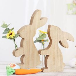 Vases Wooden Easter Vase Creative DIY Statue Small Flower Pot Table