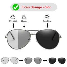 Sunglasses Photochromic Sunglasses Men Polarized Driving Pilot Chameleon Vintage Sun Glasses Women Male Change Color Day Night Vision UV400 240412