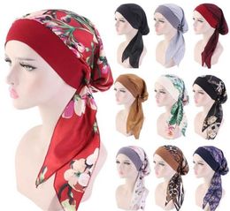 1PC Muslim Turban Hair Loss Hat Hijab Cancer Head Scarf Chemo Pirate Cap Headwear Bandana Printed Adjustable Elastic Hats8494213