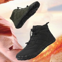 Walking Shoes Men Winter Booties Non-Slip Snow BareFoot Casual Plus Lining Outdoor Work Warm Fur Ankle For Cold Weather