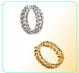 RC476 Silver GOld Mens Spinner Ring Figit for Anxiety Stainless Steel 6mm Chunky Chain Cuban Link Chain 710 Pinky Thumb5438025