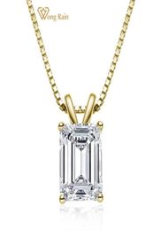 Wong Rain 100 925 Sterling Silver Emerald Cut Created Moissanite Diamonds Gemstone Pendant Necklace Engagement Fine Jewellery Y01266419591